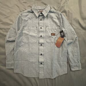 Volcom Levelstone Jacket Mens Medium Long Sleeve Button Collar Denim Shacket